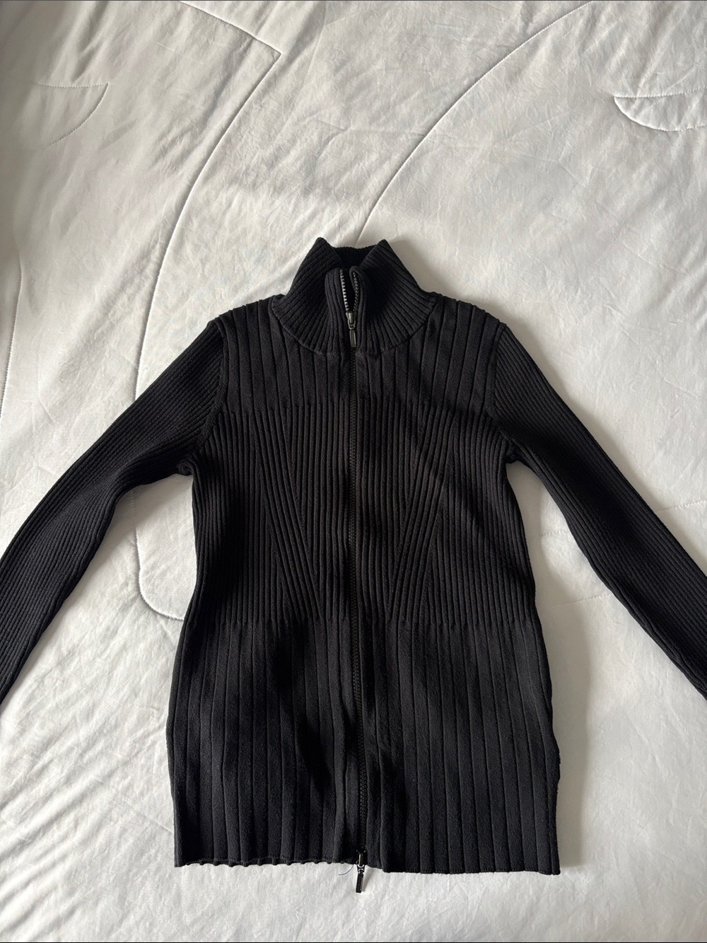 Nest Design Maternity Black Ribbed Zip-Front Sweater